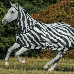 Discount Bucas - Couverture anti-mouches Buzz-Off Zebra Full Neck zèbre Blanc