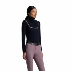 Cavalleria Toscana - Baselayer manches longues femme Jersey avec polaire Marine Discount