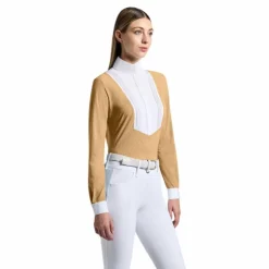 Outlet Cavalleria Toscana - Polo de concours manches longues femme Americain tan Beige
