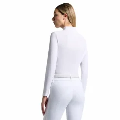 Cavalleria Toscana - Polo manches longues technique femme Perforated Jersey Blanc Outlet