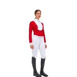 Cavalleria Toscana - Polo manches longues femme Hunter Rouge