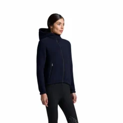 Cavalleria Toscana - Sweat à capuche femme zippé polaire Marine Outlet