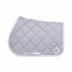 Cavalleria Toscana - Tapis de selle Diamond Quilted Jersey light grey et blanc Gris