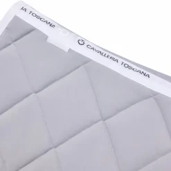 Cavalleria Toscana - Tapis de selle Diamond Quilted Jersey light grey et blanc Gris