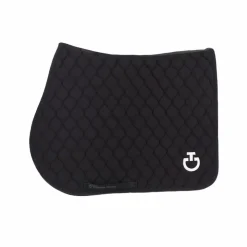 Cavalleria Toscana - Tapis de selle Circular Quilted Jersey et logo blanc Noir Hot