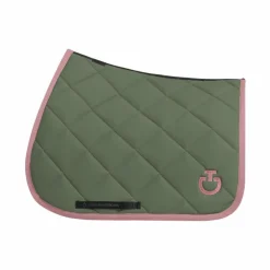 Cavalleria Toscana - Tapis de selle Diamond Quilted Jersey forest green/ candy pink Vert