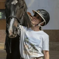 Collection Equine - T-shirt manches courtes Equestrian Style blanc Outlet