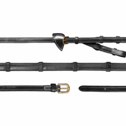 Dyon - Rênes à alliances caoutchouc 1/2 avec 7 arrêtoirs D Collection Noir Outlet