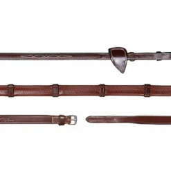 New Dyon - Rênes caoutchouc 1/2 avec 7 arrêtoirs US Collection brun Marron