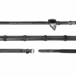 Dyon - Rênes caoutchouc 1/2 avec 7 arrêtoirs US Collection Noir Hot