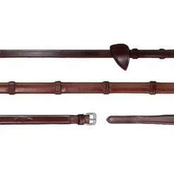 Dyon - Rênes caoutchouc 1/2 avec 7 arrêtoirs New English Collection brun Marron Best