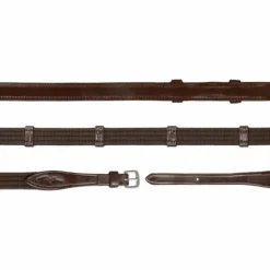 Hot Dyon - Rênes en tissu 5/8 avec 9 arrêtoirs (sans stopper) New English Collection brun Marron