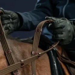 Hot Dyon - Rênes en tissu 5/8 avec 9 arrêtoirs (sans stopper) New English Collection brun Marron