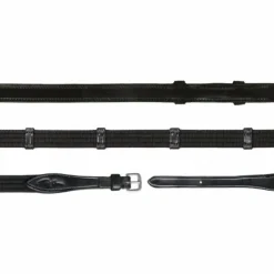 Dyon - Rênes en tissu 5/8 avec 9 arrêtoirs (sans stopper) New English Collection Noir