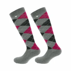 Equithème - Chaussette Argyle gris/ bordeaux (x1)