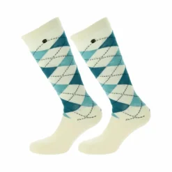 Clearance Equithème - Chaussette Argyle écru/bleu (x1)