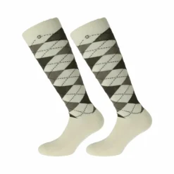 Outlet Equithème - Chaussettes Argyle écru/ taupe (x1)