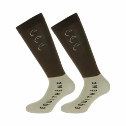 Equithème - Chaussettes d'équitation Compet choco/beige (x2) Marron Best