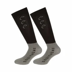 New Equithème - Chaussettes d'équitation Compet /gris (x2) Noir