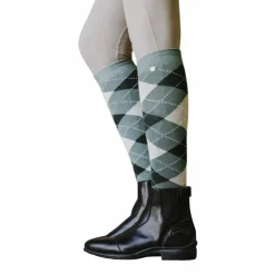 Hot Equithème - Chaussettes d'équitation Argyle sauge/ anthracite Vert