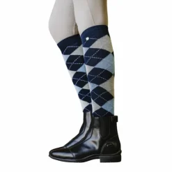 Online Equithème - Chaussettes d'équitation Argyle / bleu ciel Marine