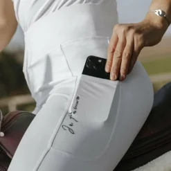 Discount Equithème - Legging d'équitation femme Flora Je t'aime Blanc