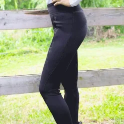 Discount Equithème - Legging d'équitation femme softshell Dolomyt fond silicone Noir