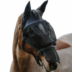 Equithème - Licol avec masque anti-mouches Mesh Noir Discount