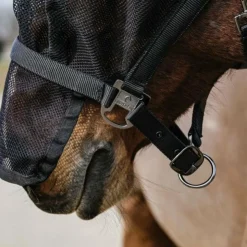 Equithème - Licol avec masque anti-mouches Mesh Noir Discount