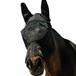 Equithème - Masque anti-mouches et UV Soft avec oreilles et nez Noir Clearance