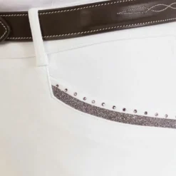 Equithème - Pantalon d'équitation femme Kim coton organique Blanc Discount