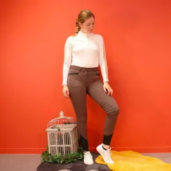 Equithème - Pantalon d'équitation femme Safir brun/ noir Marron Hot