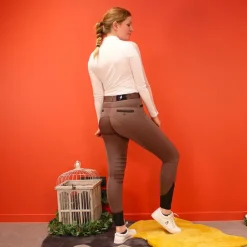 Equithème - Pantalon d'équitation femme Safir brun/ noir Marron Hot