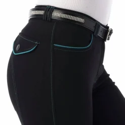 Equithème - Pantalon d'équitation femme Verona / turquoise Noir