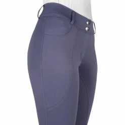 Equithème - Pantalon d'équitation femme Elsa Je t'aime / gris Bleu Sale