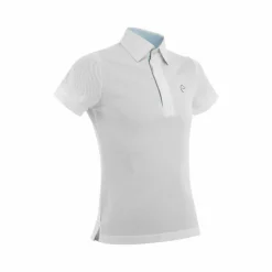 Clearance Equithème - Polo de concours manches courtes mesh enfant Edy Blanc