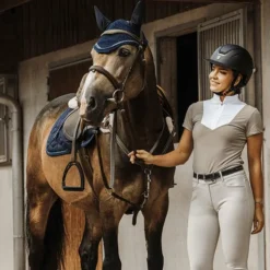 Equithème - Polo manches courtes femme Tokyo taupe Marron New