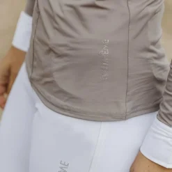 Equithème - Polo manches longues femme Estoril taupe Marron Best