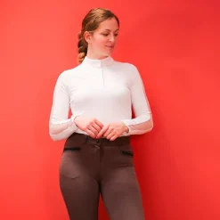 Equithème - Polo manches longues Pékin blanc Sale