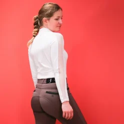 Equithème - Polo manches longues Pékin blanc Sale