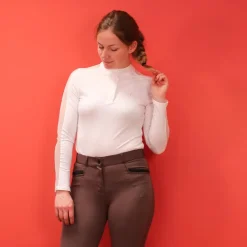 Equithème - Polo manches longues Pékin blanc Sale