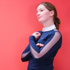 Sale Equithème - Polo manches longues Pekin marine