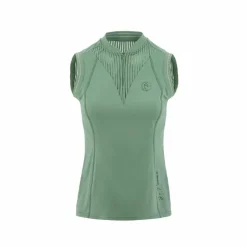 Discount Equithème - Polo sans manches femme Margot édition Je t'aime sauge Vert