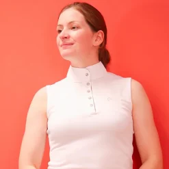 Equithème - Polo sans manches Mesh Blanc New