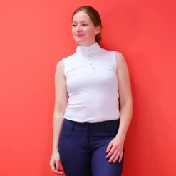 Equithème - Polo sans manches Mesh Blanc New