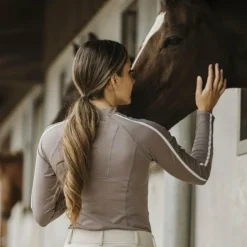 Equithème - T-shirt manches longues femme Melodie taupe Marron New