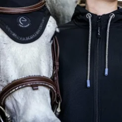 Equithème - Veste softshell manches longues femme Je t'aime Victoria Noir Discount