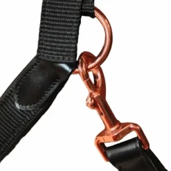 Hot Flags & Cup - Licol cheval nylon et cuir noir / gold Rose