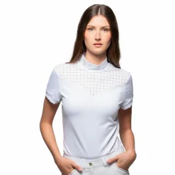 Clearance Flags & Cup - Polo de concours manches courtes femme Isla Blanc