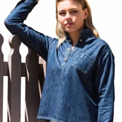 New Harcour - Blouse manches longues femme Blissy jean Bleu